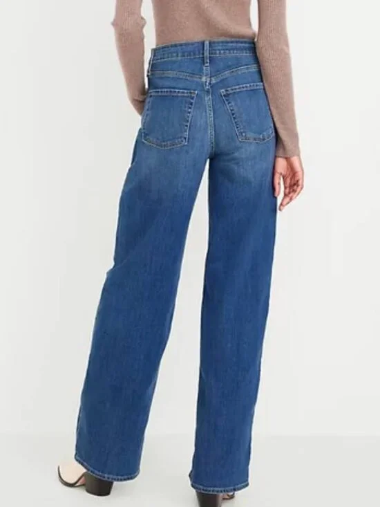 Old Navy High Rise Wow Wide Leg Jeans Light Wash Stretch Casual Size 2 - Picture 2 of 11